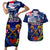 Australia And New Zealand ANZAC Day Couples Matching Short Sleeve Bodycon Dress and Hawaiian Shirt Lest We Forget Silver Fern With Golden Wattle LT14 Blue - Polynesian Pride