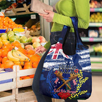 Australia And New Zealand ANZAC Day Grocery Bag Lest We Forget Silver Fern With Golden Wattle