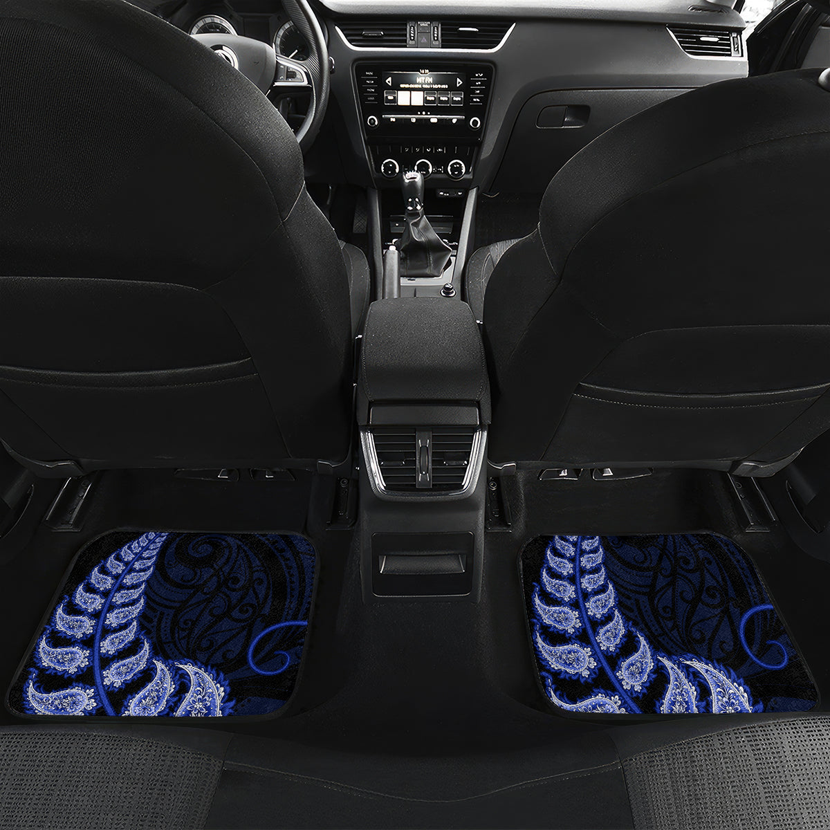 Blue New Zealand Paisley Silver Fern Car Mats Aotearoa Maori LT14 - Polynesian Pride