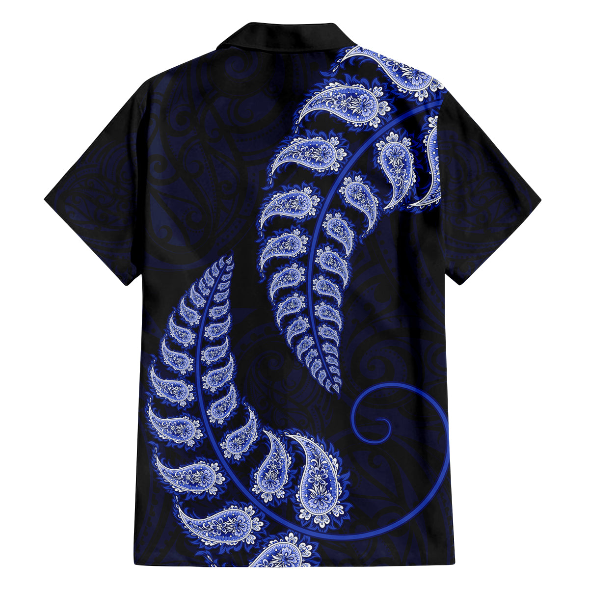 Blue New Zealand Paisley Silver Fern Family Matching Puletasi Dress and Hawaiian Shirt Aotearoa Maori LT14 - Polynesian Pride