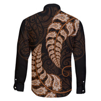Brown New Zealand Paisley Silver Fern Family Matching Short Sleeve Bodycon Dress and Hawaiian Shirt Aotearoa Maori LT14 - Polynesian Pride