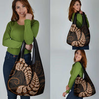 Brown New Zealand Paisley Silver Fern Grocery Bag Aotearoa Maori