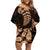 Brown New Zealand Paisley Silver Fern Off Shoulder Short Dress Aotearoa Maori LT14 Women Brown - Polynesian Pride