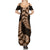 Brown New Zealand Paisley Silver Fern Summer Maxi Dress Aotearoa Maori LT14 - Polynesian Pride