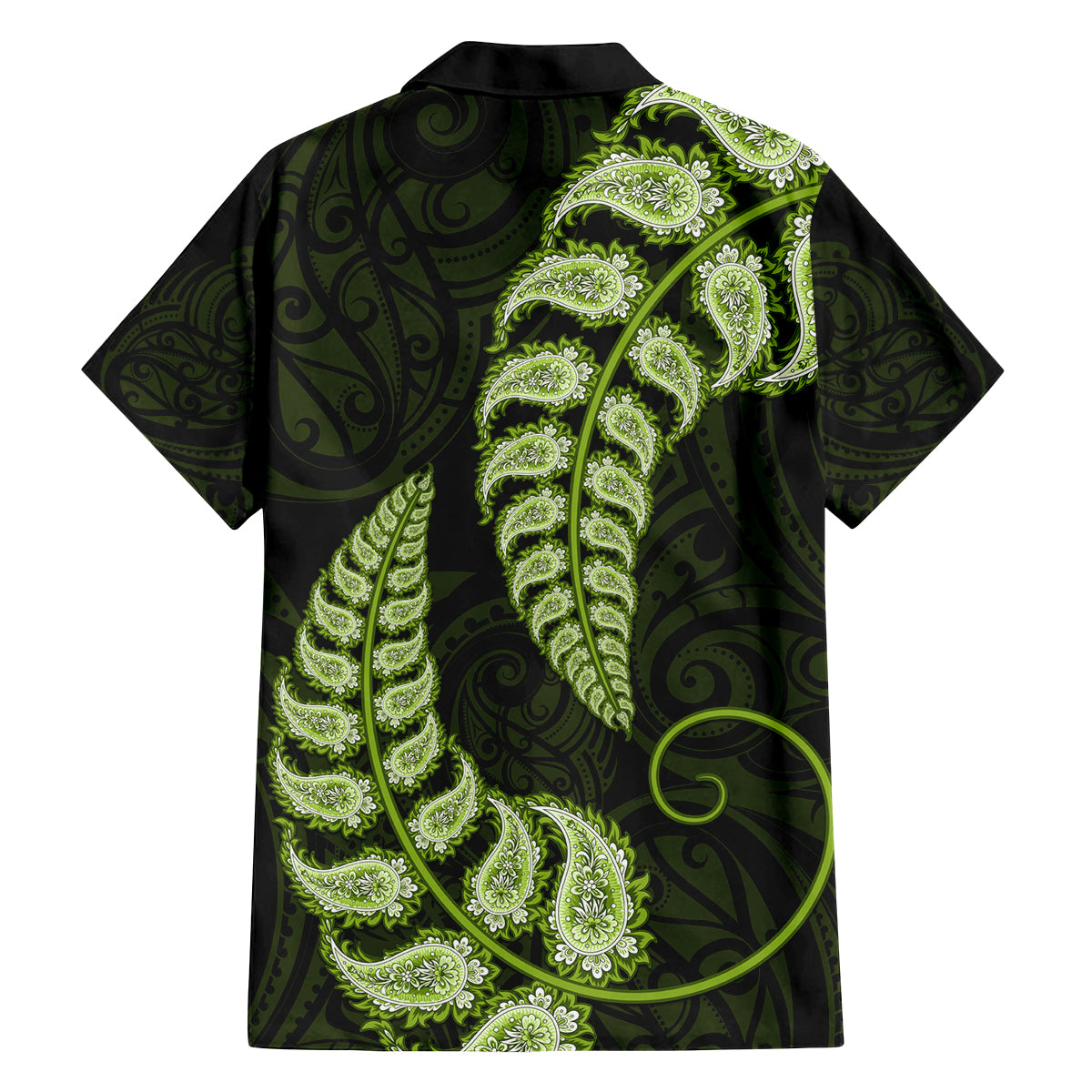 Green New Zealand Paisley Silver Fern Family Matching Tank Maxi Dress and Hawaiian Shirt Aotearoa Maori LT14 - Polynesian Pride