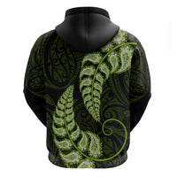 Green New Zealand Paisley Silver Fern Hoodie Aotearoa Maori LT14 - Polynesian Pride