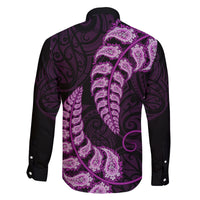 Purple New Zealand Paisley Silver Fern Family Matching Long Sleeve Bodycon Dress and Hawaiian Shirt Aotearoa Maori LT14 - Polynesian Pride
