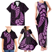 Purple New Zealand Paisley Silver Fern Family Matching Tank Maxi Dress and Hawaiian Shirt Aotearoa Maori LT14 - Polynesian Pride