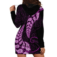 Purple New Zealand Paisley Silver Fern Hoodie Dress Aotearoa Maori LT14 - Polynesian Pride