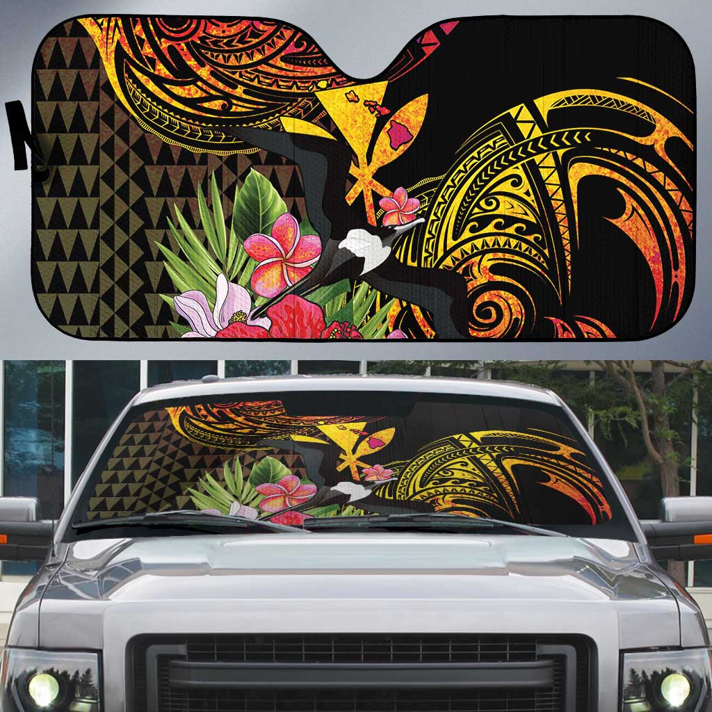 Hawaii Iwa Bird Auto Sun Shade Great Frigatebird Kanaka Tropical Hippie Style LT14 Black - Polynesian Pride