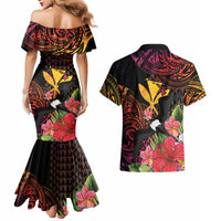 Hawaii Iwa Bird Couples Matching Mermaid Dress and Hawaiian Shirt Great Frigatebird Kanaka Tropical Hippie Style LT14 - Polynesian Pride