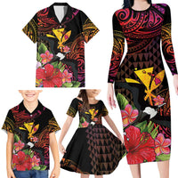 Hawaii Iwa Bird Family Matching Long Sleeve Bodycon Dress and Hawaiian Shirt Great Frigatebird Kanaka Tropical Hippie Style LT14 - Polynesian Pride