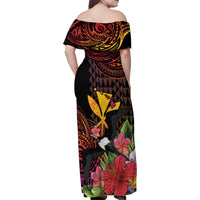 Hawaii Iwa Bird Family Matching Off Shoulder Maxi Dress and Hawaiian Shirt Great Frigatebird Kanaka Tropical Hippie Style LT14 - Polynesian Pride