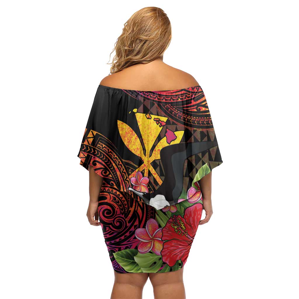 Hawaii Iwa Bird Family Matching Off Shoulder Short Dress and Hawaiian Shirt Great Frigatebird Kanaka Tropical Hippie Style LT14 - Polynesian Pride
