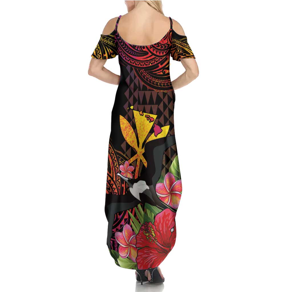 Hawaii Iwa Bird Family Matching Summer Maxi Dress and Hawaiian Shirt Great Frigatebird Kanaka Tropical Hippie Style LT14 - Polynesian Pride