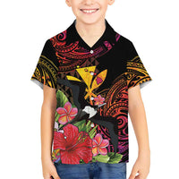 Hawaii Iwa Bird Family Matching Summer Maxi Dress and Hawaiian Shirt Great Frigatebird Kanaka Tropical Hippie Style LT14 Son's Shirt Black - Polynesian Pride