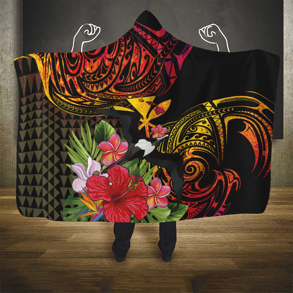 Hawaii Iwa Bird Hooded Blanket Great Frigatebird Kanaka Tropical Hippie Style LT14 - Polynesian Pride