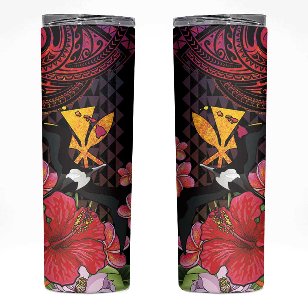 Hawaii Iwa Bird Skinny Tumbler Great Frigatebird Kanaka Tropical Hippie Style LT14 Black - Polynesian Pride