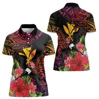 Hawaii Iwa Bird Women Polo Shirt Great Frigatebird Kanaka Tropical Hippie Style LT14 - Polynesian Pride