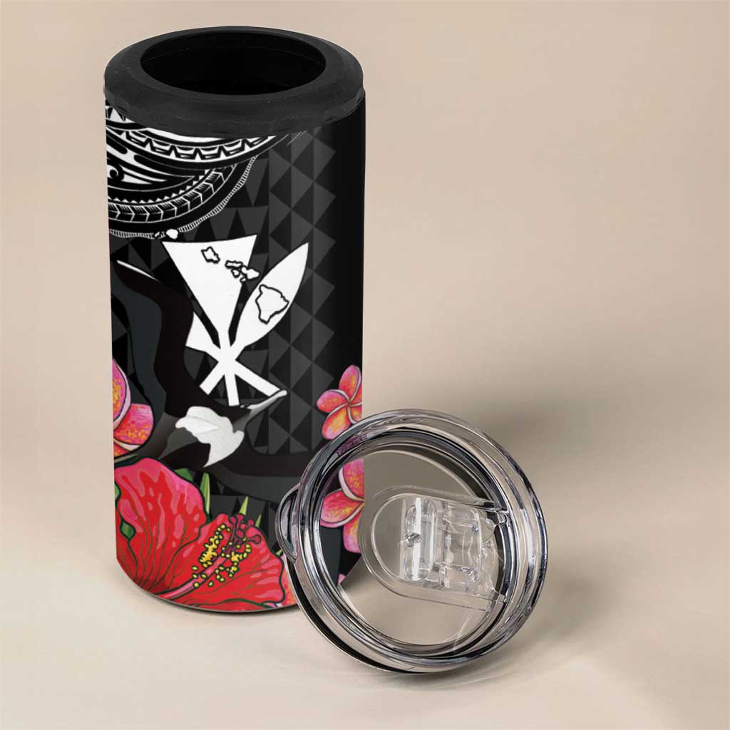 Hawaii Iwa Bird 4 in 1 Can Cooler Tumbler Great Frigatebird Kanaka Tropical Flowers LT14 - Polynesian Pride