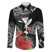 Hawaii Iwa Bird Family Matching Short Sleeve Bodycon Dress and Hawaiian Shirt Great Frigatebird Kanaka Tropical Flowers LT14 Dad's Shirt - Long Sleeve Black - Polynesian Pride