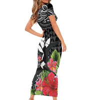 Hawaii Iwa Bird Family Matching Short Sleeve Bodycon Dress and Hawaiian Shirt Great Frigatebird Kanaka Tropical Flowers LT14 - Polynesian Pride