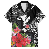 Hawaii Iwa Bird Family Matching Tank Maxi Dress and Hawaiian Shirt Great Frigatebird Kanaka Tropical Flowers LT14 Dad's Shirt - Short Sleeve Black - Polynesian Pride