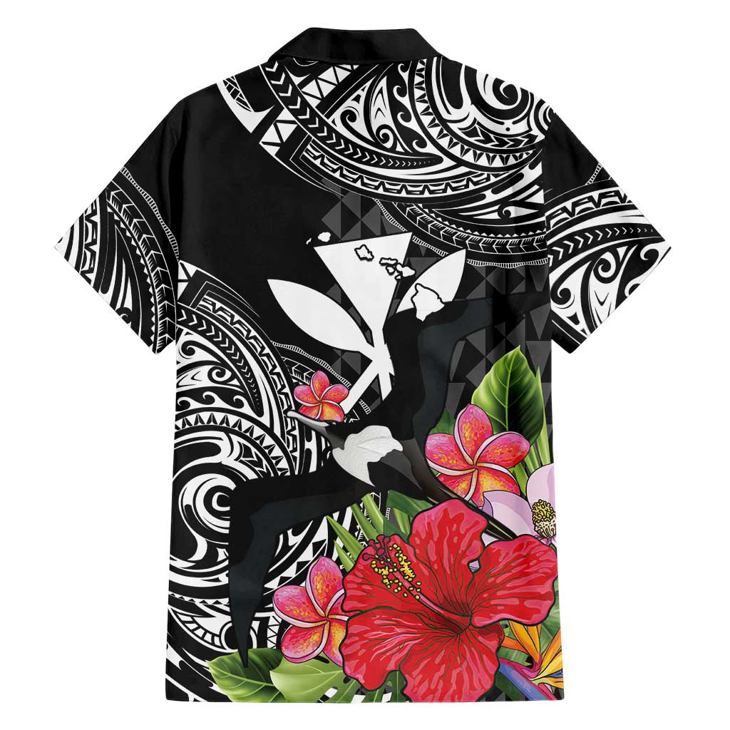 Hawaii Iwa Bird Family Matching Tank Maxi Dress and Hawaiian Shirt Great Frigatebird Kanaka Tropical Flowers LT14 - Polynesian Pride