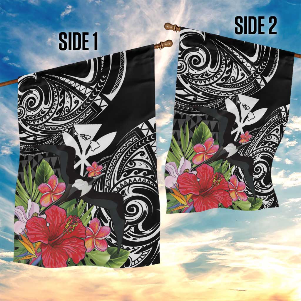 Hawaii Iwa Bird Garden Flag Great Frigatebird Kanaka Tropical Flowers LT14 - Polynesian Pride