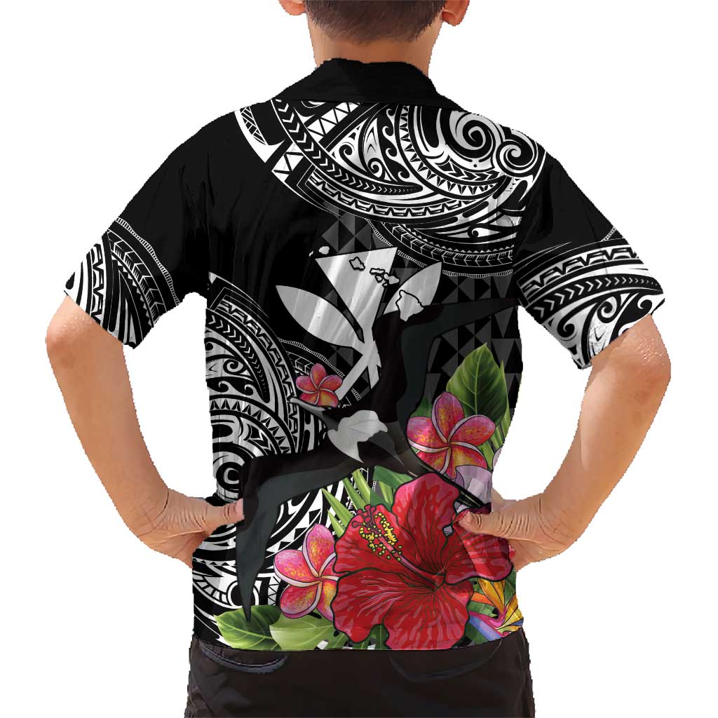 Hawaii Iwa Bird Hawaiian Shirt Great Frigatebird Kanaka Tropical Flowers - Polynesian Pride