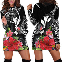 Hawaii Iwa Bird Hoodie Dress Great Frigatebird Kanaka Tropical Flowers LT14 - Polynesian Pride