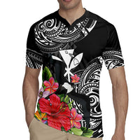 Hawaii Iwa Bird Rugby Jersey Great Frigatebird Kanaka Tropical Flowers - Polynesian Pride