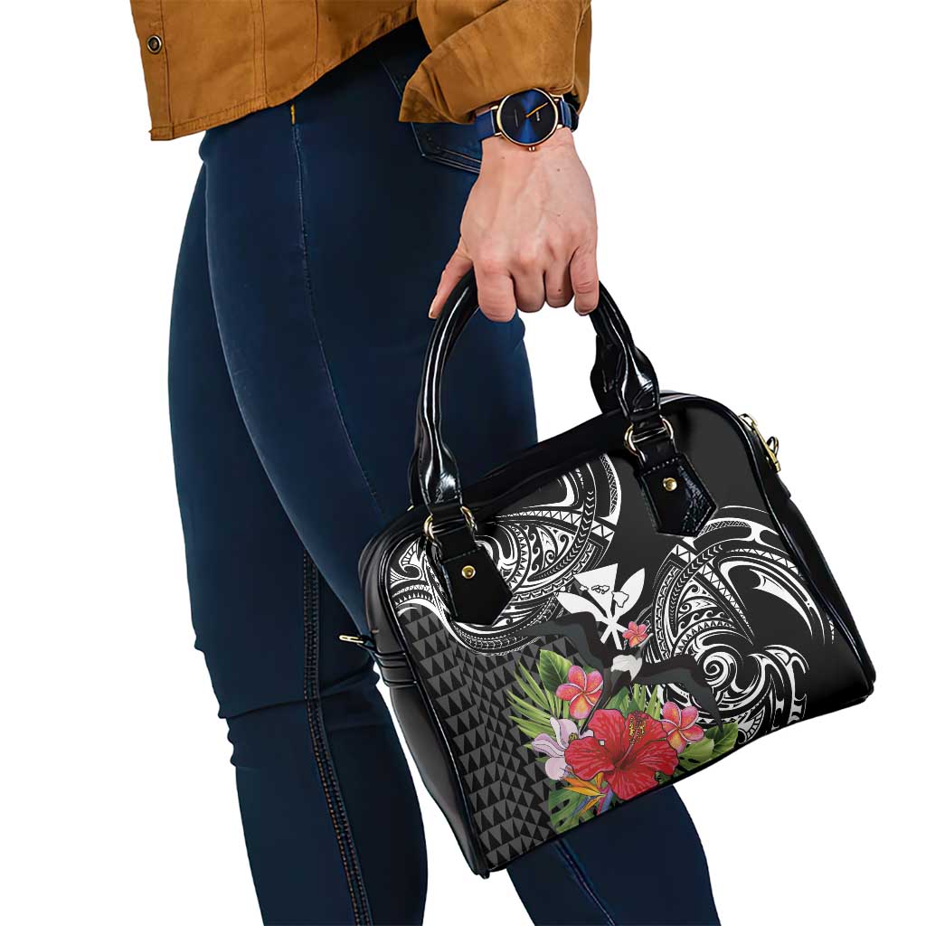 Hawaii Iwa Bird Shoulder Handbag Great Frigatebird Kanaka Tropical Flowers - Polynesian Pride