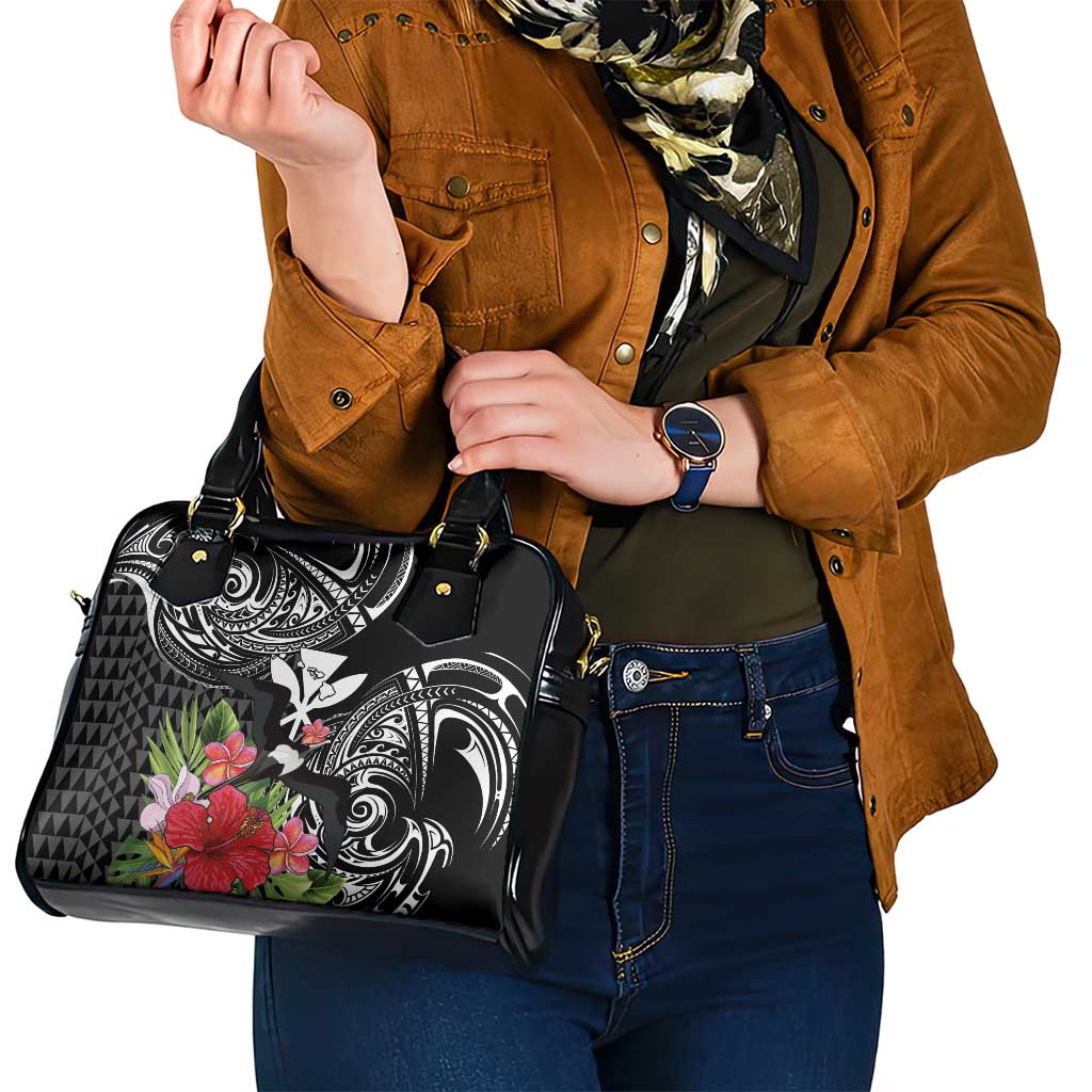 Hawaii Iwa Bird Shoulder Handbag Great Frigatebird Kanaka Tropical Flowers - Polynesian Pride