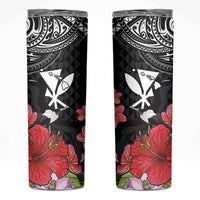 Hawaii Iwa Bird Skinny Tumbler Great Frigatebird Kanaka Tropical Flowers LT14 Black - Polynesian Pride