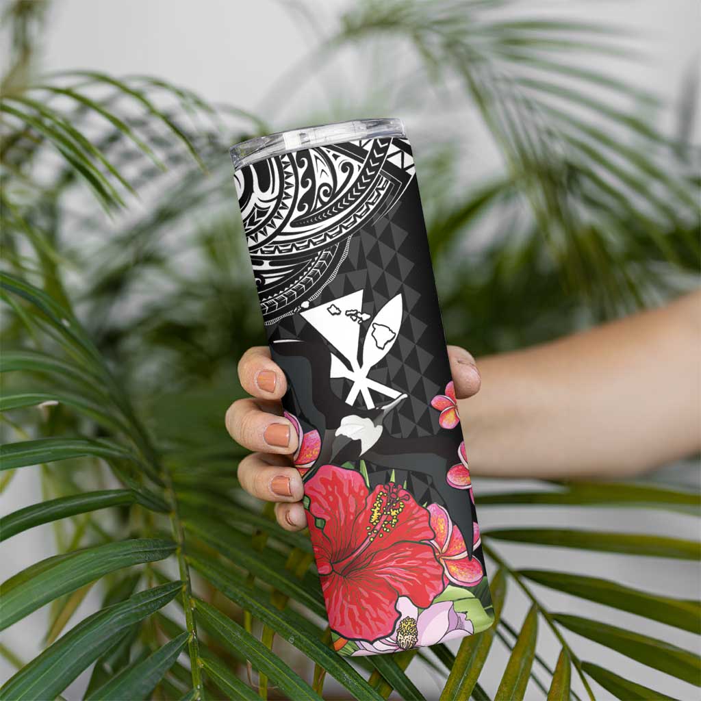 Hawaii Iwa Bird Skinny Tumbler Great Frigatebird Kanaka Tropical Flowers LT14 - Polynesian Pride