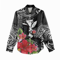 Hawaii Iwa Bird Women Casual Shirt Great Frigatebird Kanaka Tropical Flowers LT14 - Polynesian Pride