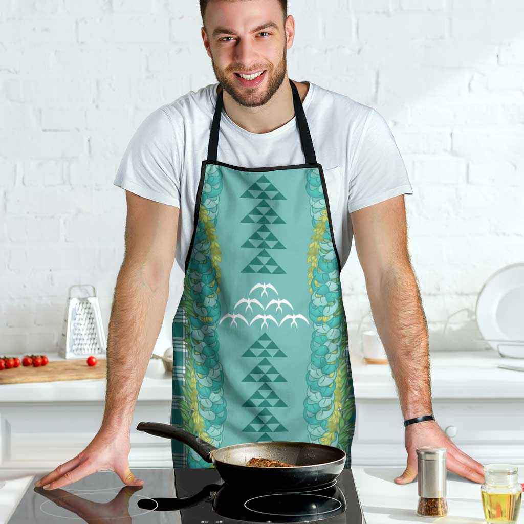 Teal Palaka Hawaii Iwa Bird Apron Hawaiian Kakau Jade Vine Lei - Polynesian Pride