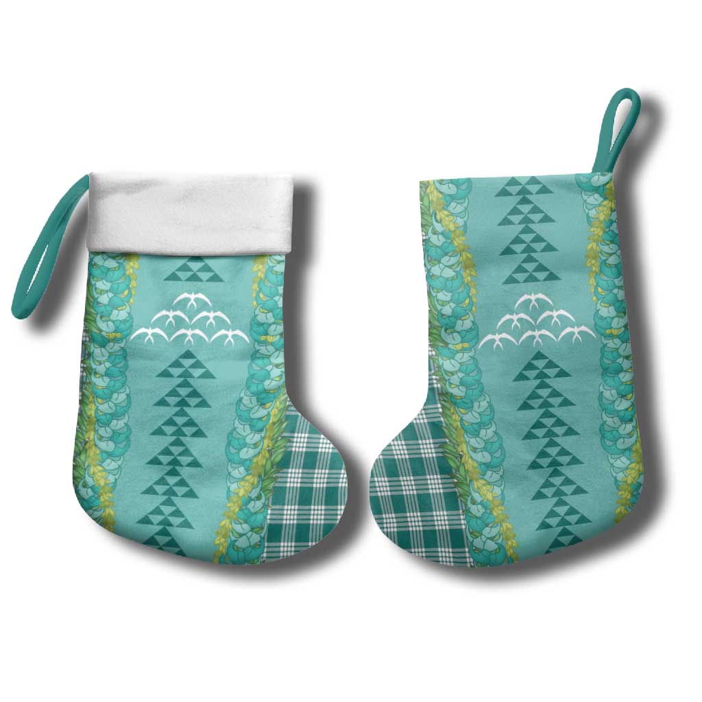 Teal Palaka Hawaii Iwa Bird Christmas Stocking Hawaiian Kakau Jade Vine Lei - Polynesian Pride