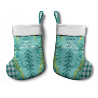 Teal Palaka Hawaii Iwa Bird Christmas Stocking Hawaiian Kakau Jade Vine Lei - Polynesian Pride