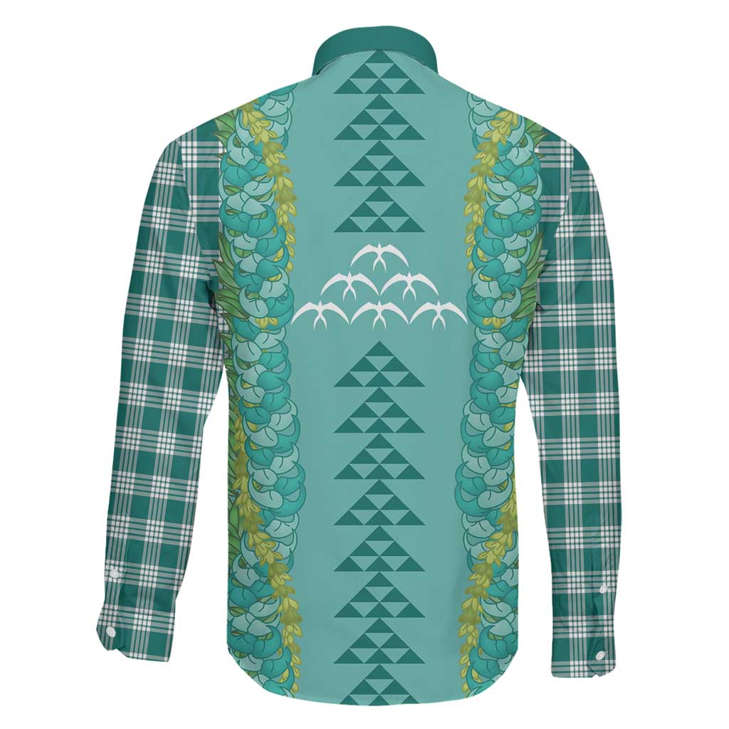 Teal Palaka Hawaii Iwa Bird Family Matching Mermaid Dress and Hawaiian Shirt Hawaiian Kakau Jade Vine Lei LT14 - Polynesian Pride