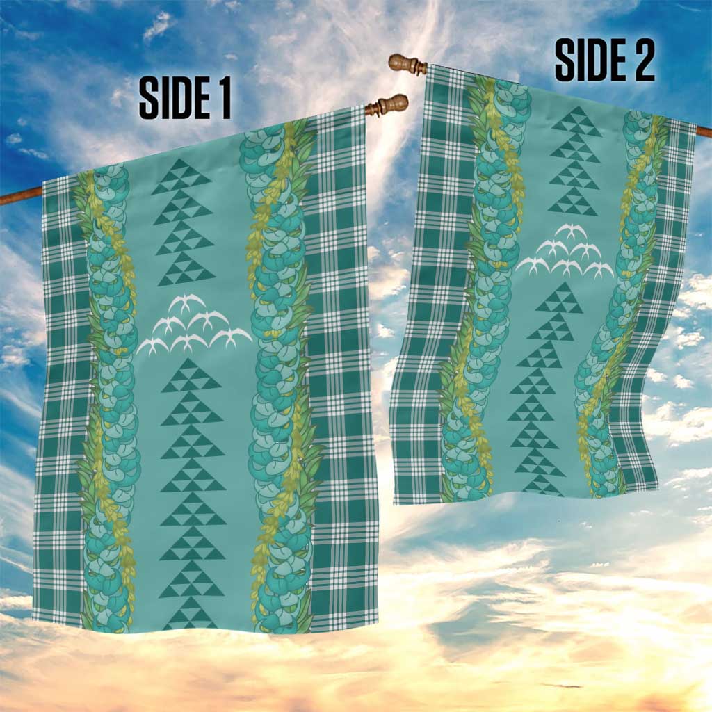 Teal Palaka Hawaii Iwa Bird Garden Flag Hawaiian Kakau Jade Vine Lei - Polynesian Pride