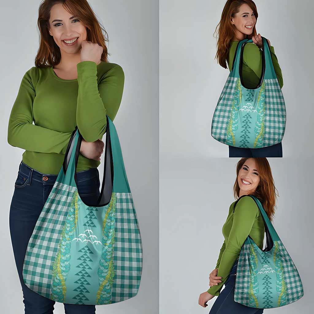 Teal Palaka Hawaii Iwa Bird Grocery Bag Hawaiian Kakau Jade Vine Lei - Polynesian Pride