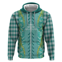 Teal Palaka Hawaii Iwa Bird Hoodie Hawaiian Kakau Jade Vine Lei - Polynesian Pride