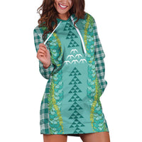 Teal Palaka Hawaii Iwa Bird Hoodie Dress Hawaiian Kakau Jade Vine Lei LT14 Teal - Polynesian Pride