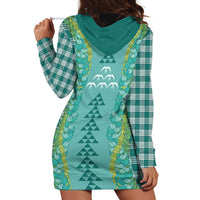 Teal Palaka Hawaii Iwa Bird Hoodie Dress Hawaiian Kakau Jade Vine Lei LT14 - Polynesian Pride