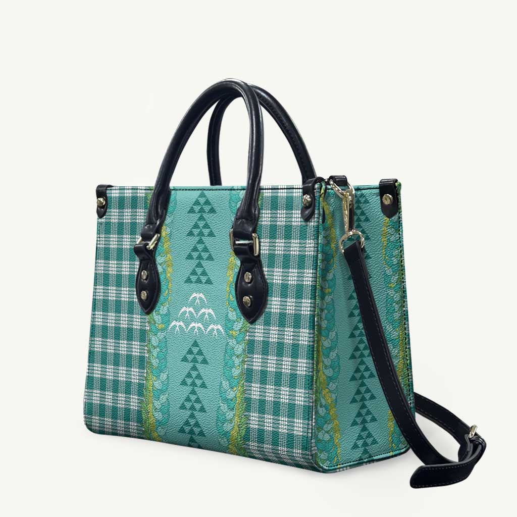 Teal Palaka Hawaii Iwa Bird Leather Bag Hawaiian Kakau Jade Vine Lei - Polynesian Pride
