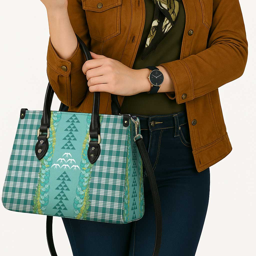 Teal Palaka Hawaii Iwa Bird Leather Bag Hawaiian Kakau Jade Vine Lei - Polynesian Pride