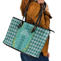 Teal Palaka Hawaii Iwa Bird Leather Tote Bag Hawaiian Kakau Jade Vine Lei LT14 - Polynesian Pride