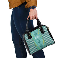 Teal Palaka Hawaii Iwa Bird Shoulder Handbag Hawaiian Kakau Jade Vine Lei - Polynesian Pride